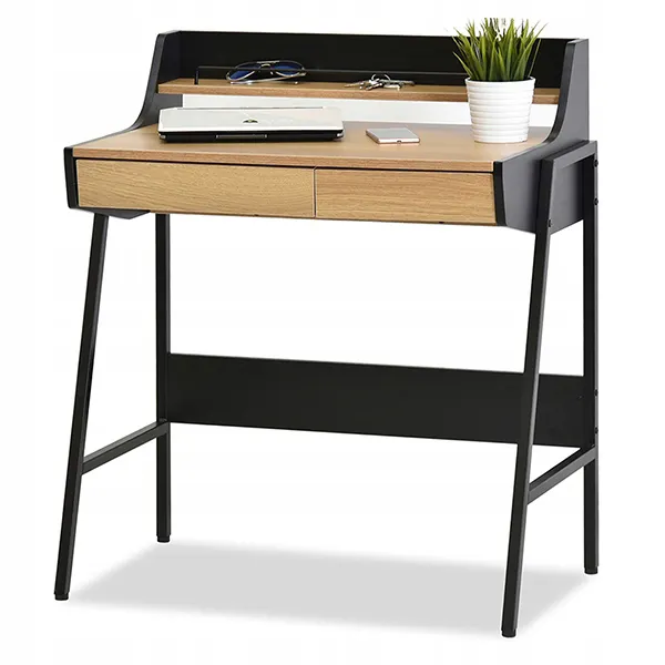Meja PC logam kantor rumah dengan rak lipat dan laci meja belajar untuk sekolah kamar tidur ruang makan fitur penyimpanan