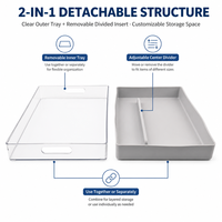 Plateau de rangement rectangulaire en plastique moulé par injection, sans BPA, multifonction, détachable, avec poignée et séparateur réglable pour réfrigérateur - Grande Vente