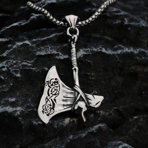 Vente en gros de colliers à pendentifs à la mode nordique Viking style <span class=keywords><strong>moto</strong></span> bijoux pour hommes punk hache crâne collier à pendentifs en acier inoxydable - Product Image 5