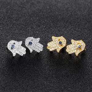 À la mode cristal boucles d'oreilles hamsa main boucles d'oreilles en or 24k - Product Image 5