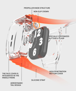 Explosive Reform <span class=keywords><strong>Richard</strong></span> Funda transparente Correa Mod integrada para Apple Iwatch 9 SE 8 7 6 5 Band Series 44mm 45mm - Product Image 3