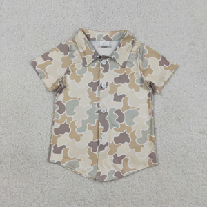 Chemises décontractées à boutons pour petits garçons, manches courtes, col à revers, imprimé camouflage, pour le printemps et l'été (vente en gros) - Product Image 6