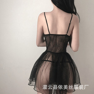 Conjunto de lencería sexy transparente Man Yu para pechos pequeños, no es necesario quitarlo, vestido de lencería de encaje seductor y sexy. - Product Image 2