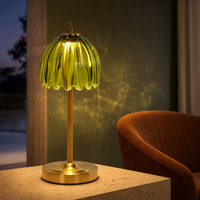 Lampe de bureau de haute qualité, rechargeable, à intensité variable par toucher, en forme de fleur, en verre, décorative, pour salon, bureau, chambre à coucher, lampe de table LED