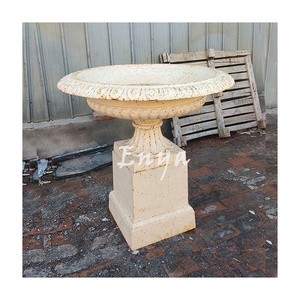 Outdoor Flower Urn with <strong>Plinth</strong>, <strong>Garden</strong> Large Planter Urns on Pedestal - Product Image 2
