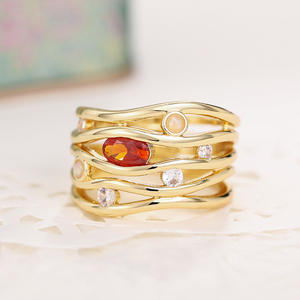 Anillo de Granate para Mujer A121, Anillo de Compromiso con Bisel de Piedra Natural Ovalada, Joyería de Moda - Product Image 6