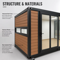 Maison mobile en bois à structure en acier préfabriquée de 20 pieds étanche pour jardin, supermarché, salle de sport pour chambre, salon
