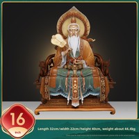 Statue de Taishang Laojun en laiton doré de Chine continentale, Dao De Tianzun Lingbao Yuanshi Tianzun, Maître ancestral Sanqing Daozu