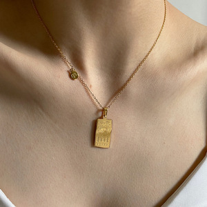 Collar de acero inoxidable con grabado de oro real de 18k y 12 signos del zodiaco, colgante de astrología, 316L, personalizado, novedad de <span class=keywords><strong>2022</strong></span> - Product Image 5
