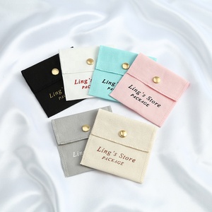 Bolsa de Joyería de Algodón Suave de Alta Calidad Hecha a Medida con Logotipo, Bolsa de Lona con Cierre de Botón a Presión para Pendientes, Collares y Anillos - Product Image 1