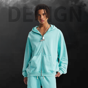 Qualité OEM, 420 GSM, Coton, Fermeture éclair, Poids lourd, Hiver, Écologique, Anti-plis, Vintage, Surdimensionné, À capuche, Homme, Broderie 3D - Product Image 1