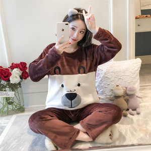 Vendita calda da donna pigiama invernale pigiama pigiama a manica lunga pigiama donna per donna inverno abbigliamento da notte Soft Lounge Set per dormire - Product Image 5