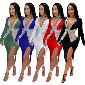 New Style Latest Sexy V-neck womens party dress Woman Casual Dress date night dresses
