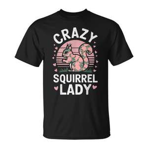 T-shirt Crazy Squirrel Lady, design pour amoureux des animaux, coupe unisexe - Product Image 1