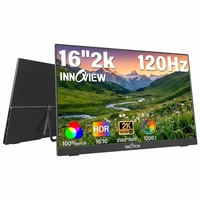 Moniteur portable InnoView 16 pouces 120 Hz 2,5K QHD 2160x1600 100% SRGB, extension d'écran pour ordinateur portable, 2 ports Type-C et HDMI