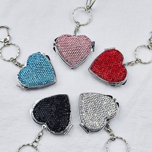 Wholesale Heart Key Chain Pocket Diamond Heart Two-sided <b>Small</b> Makeup <b>Mirror</b> - Product Image 6
