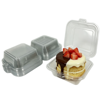 Boîte à burger transparente de qualité supérieure, anti-buée, en PET de qualité alimentaire, boîte à mini gâteau chiffon de 4 pouces, boîte à gâteau bento en plastique pour les boulangers à domicile