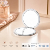 Round Compact 2X Magnifying ODM Service Private Label Pocket Ultra Thin Design Travel Folding Portable Makeup Mirror