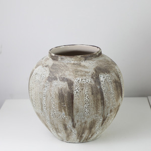 Vase en céramique antique rustique vintage avec motif floral, style design industriel émaillé pour la décoration de la maison, pour l'arrangement floral - Product Image 4