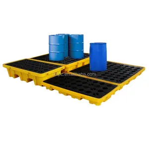 Chinese manufacturer cheap 4 drum bunded textile industry spill plastic pallet for industrial use