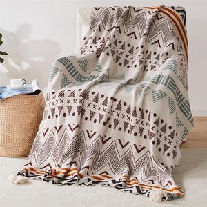 Selimut rajut sofa wol tidur akrilik 100% selimut boho jacquard rajut - Product Image 5
