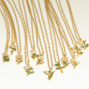COLLAR COLGANTE <span class=keywords><strong>de</strong></span> acero inoxidable, oro <span class=keywords><strong>de</strong></span> 18 quilates, flor china <span class=keywords><strong>de</strong></span> <span class=keywords><strong>12</strong></span> animales <span class=keywords><strong>de</strong></span> nacimiento - Product Image 1