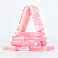 Dominó de Resina Rosa Doble Seis 28 Piezas Ecológico con Logotipo Personalizado Impreso, Juego de Mesa de Ocio para Club, Familia, Adultos y Niños