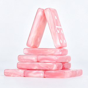 Dominos en résine rose double six 28 pièces, écologiques, avec logo personnalisé imprimé, jeu de société de loisirs pour club, famille, adultes et enfants, usage quotidien - Product Image 3