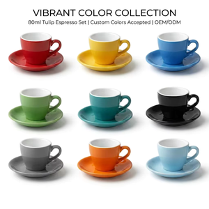 Tazas de Café de Cerámica Pequeñas Personalizadas Kingze de 80 ml para Capuchino y Espresso con Esmalte de Color al Por Mayor - Product Image 2