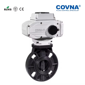 วาล์วผีเสื้อพลาสติก PVC พร้อมตัวกระตุ้นไฟฟ้าแบบหมุน 24V DC แบบหน้าแปลนคู่ ขนาด DN200 8 นิ้ว ซีลยาง EPDM สำหรับคำสั่งซื้อเร่งด่วน COVNA - Product Image 4