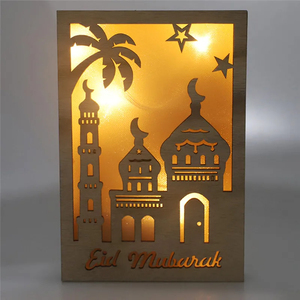 Islamo musulmano Ramadan partito ornamenti in legno incandescente EID Mubarak decorazioni decorazioni Ramadan per la parete di casa - Product Image 5