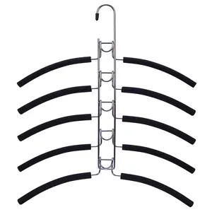 Cintre de maison en métal multi-usages, économie d'espace, 5 couches détachables, antidérapante, revêtement PVC, pour vêtements, 10 pièces