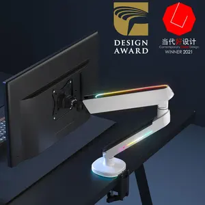 LDT54-C012L Mechanical Spring RGB Lighting Gaming LED LCD Single Screen Holder Stand Computer 32" Monitor Desk Mount Bracket Arm