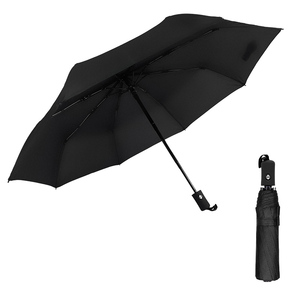 Parapluie automatique à 3 plis avec logo personnalisé, coupe-vent, protection UV, revêtement noir, renforcé, compact, cadeau d'affaires, parapluie de voyage - Product Image 1
