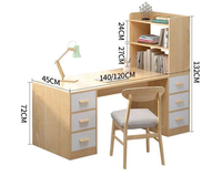 Bureau d'ordinateur en bois avec bibliothèque, bureau multifonctionnel gain de place, style moderne, assemblé