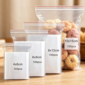 Pacote com 400 Sacos Zip Lock Personalizáveis e Reutilizáveis em <span class=keywords><strong>4</strong></span> Tamanhos, Pequenos, Transparentes, de Plástico PE, Impressão Digital para Presentes e Artesanato - Product Image 4