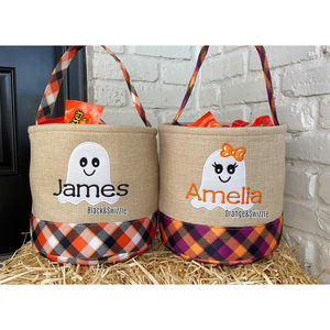 Bolsa Redonda <span class=keywords><strong>de</strong></span> Calabaza para Dulces y Regalos <span class=keywords><strong>de</strong></span> Halloween para Niños, Decoración <span class=keywords><strong>de</strong></span> Calabaza, Fantasma y <span class=keywords><strong>Bruja</strong></span>, Venta al por Mayor con MOQ Bajo, Novedad - Product Image 2
