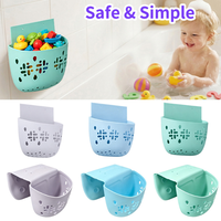 Panier de rangement mural double pour jouets de bain, avec ventouses et trous de drainage, sans perçage, organisateur de jouets pour bébé, gain de place