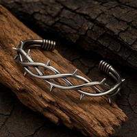 Bracelet de manchette d'épine gothique, bracelet punk en fil de fer barbelé, bijoux torsadés en acier inoxydable