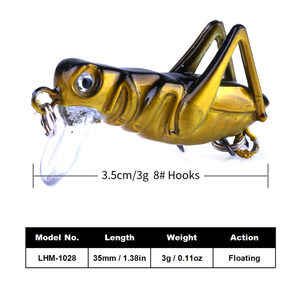 เหยื่อตกปลา XIDA ขนาด 3.5 ซม. น้ำหนัก 3 กรัม รูปทรง<span class=keywords><strong>ตั๊กแตน</strong></span> เหยื่อแข็ง แบบจิ๊ก วอบเบลอร์ เหยื่อปลอม - Product Image 2