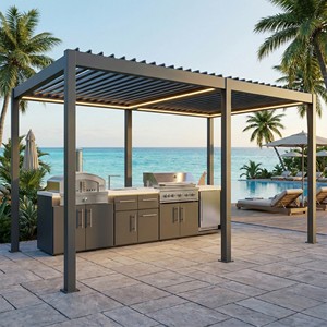 Gabinete de Jardín Personalizado Antioxidante, Cocina Exterior de Acero Inoxidable SS304 de Alta Calidad con Pérgolas de Aluminio - Product Image 2
