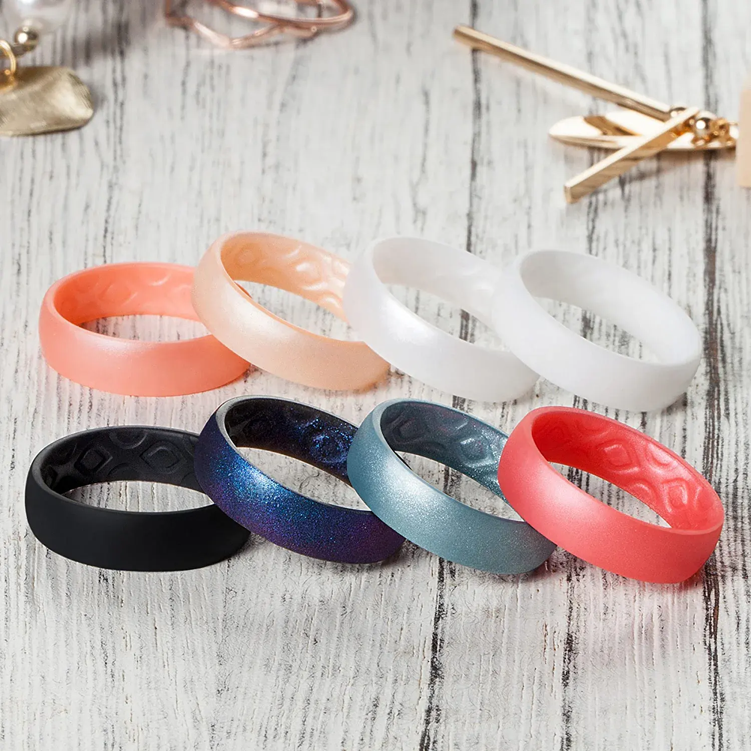 Printed Silicone Rubber Wedding Soft Silicone Rings Print Wedding Breathable Engraving Manufacturers