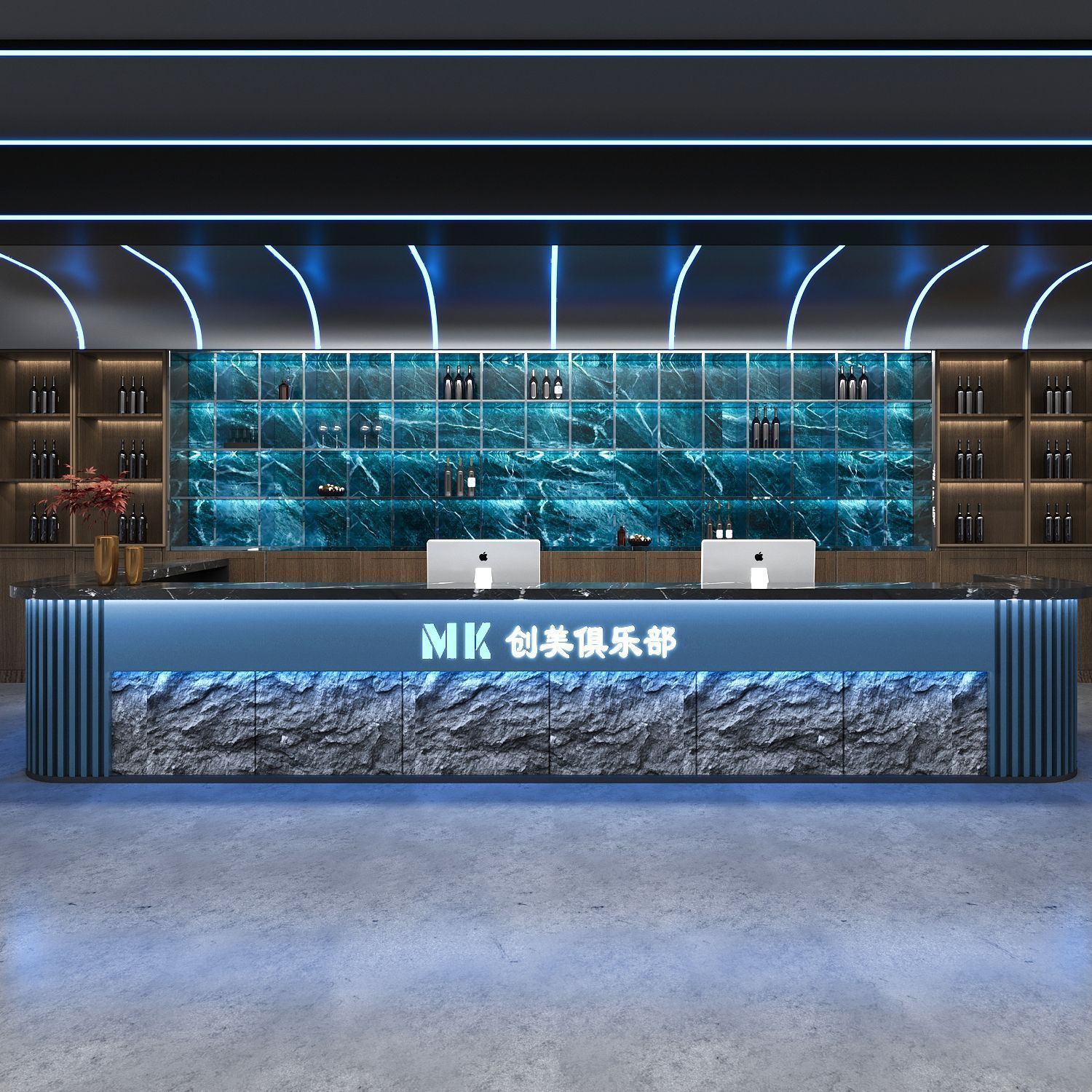 Faux marbre noir et bleu