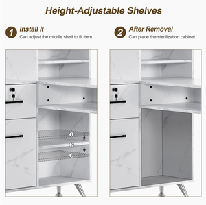 L-hình góc Vanity trang điểm bàn làm móng tay bảng với có thể khóa ngăn kéo phong phú Nail bàn với một số ngăn kéo Nail trang điểm bảng - Product Image 4