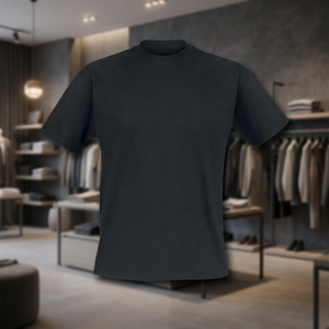 Men's <b>Black</b> Short Sleeve O-Neck <b>T</b>-<b>Shirt</b> 100% Cotton Jersey Regular Fit Casual Solid Color <b>Plain</b> Dyed Knitted Style - Product Image 4