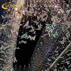 계단 샹들리에 빛 럭셔리 크리스탈 로프트 아파트 빌라 듀플렉스 바닥 거실 빈 회전 나비 긴 샹들리에 - Product Image 3