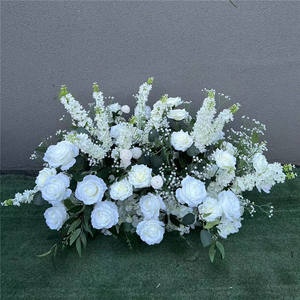 Composizione Floreale Decorativa per Corridoio Nuziale, Rose Bianche Artificiali con Foglie Verdi, <span class=keywords><strong>Runner</strong></span> Floreale per Decorazione Ingresso - Product Image 5