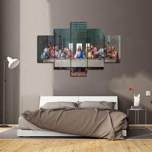 5 pezzi <span class=keywords><strong>ultima</strong></span> <span class=keywords><strong>cena</strong></span> <span class=keywords><strong>Leonardo</strong></span> <span class=keywords><strong>Da</strong></span> <span class=keywords><strong>Vinci</strong></span> tela arte muro gesus decorazione della parete immagini per parete sala <span class=keywords><strong>Da</strong></span> pranzo arredamento personalizzato in magazzino - Product Image 2
