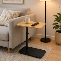 Table d'appoint en forme de C durable, réglable en hauteur, table de lit mobile avec roulettes pour petits espaces