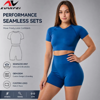 Ensemble de yoga taille haute pour femme, sans couture, short et pantalon de sport avec brassière crop top, 2 pièces, tenue de sport pour la gym